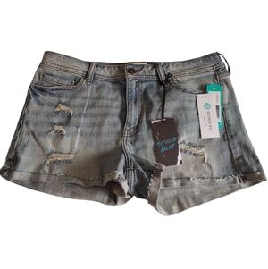 NWT Studio Blue Size 30 Kadence Mid Rise Cuffed Distressed Jean Shorts